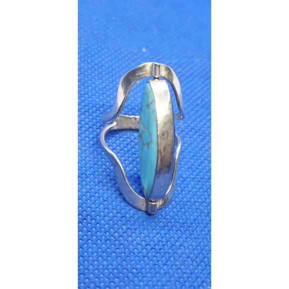 2 sided Turquoise & Onyx silver ring- size 6/6.25- flip ring- Mexican silver 925 - Picture 6 of 9
